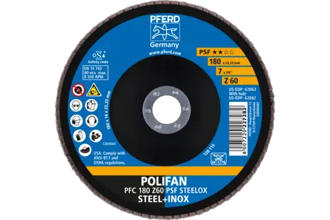 Disco lamellare POLIFAN PFC 180x22,23 mm conico Z60 linea uni. PSF STEELOX acciaio/acciaio inossidabile 2