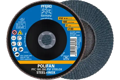 Disco lamellare POLIFAN PFC 180x22,23 mm conico Z80 linea uni. PSF STEELOX acciaio/acciaio inossidabile 1