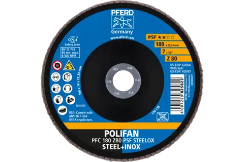 Disco lamellare POLIFAN PFC 180x22,23 mm conico Z80 linea uni. PSF STEELOX acciaio/acciaio inossidabile 2