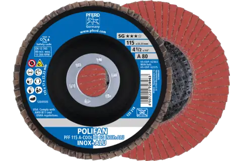 POLIFAN-Flap Discs PFF 115 A-COOL 80 SG INOX+ALU 1