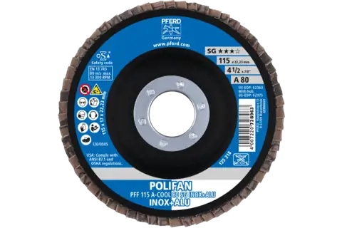 POLIFAN-Flap Discs PFF 115 A-COOL 80 SG INOX+ALU 2