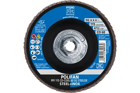 Flap Disc, 4-1/2″ x 5/8-11, CO-COOL SG STEELOX, 60 Grit, T27, Flat,Ceramic oxide 2