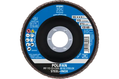 POLIFAN lamellenschijf PFF 115x22,23 mm vlak CO-COOL 60 prestatielijn SG STEELOX staal/edelstaal 2