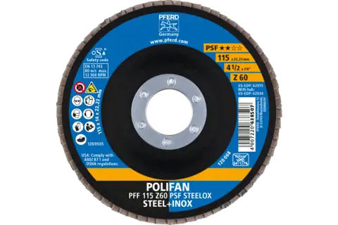 POLIFAN flap disc PFF 115x22.23 mm flat Z60 Universal Line PSF STEELOX steel/stainless steel 2