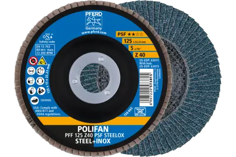 POLIFAN Fächerscheibe PFF 125x22,23 mm flach Z40 Universallinie PSF STEELOX Stahl/Edelstahl 1
