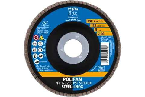 POLIFAN flap disc PFF 125x22.23 mm flat Z60 Universal Line PSF STEELOX steel/stainless steel 2
