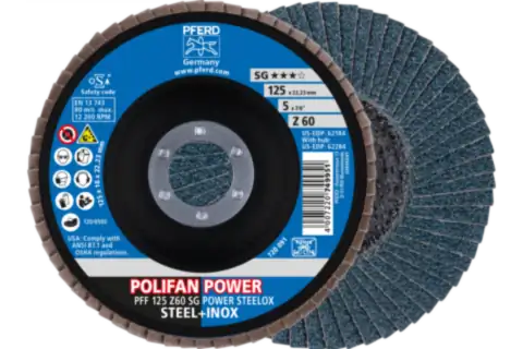 POLIFAN POWER lamellenschijf PFF 125x22,23 mm vlak Z60 prestatielijn SG POWER STEELOX staal/edelstaal 1