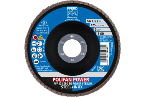 POLIFAN POWER lamellenschijf PFF 125x22,23 mm vlak Z60 prestatielijn SG POWER STEELOX staal/edelstaal 2