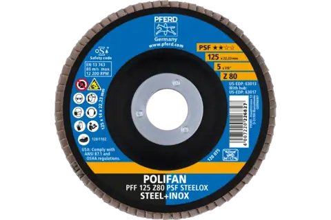 POLIFAN flap disc PFF 125x22.23 mm flat Z80 Universal Line PSF STEELOX steel/stainless steel 2