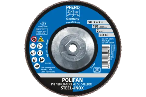 Flap Disc, 7″ x 5/8-11, CO-COOL SG STEELOX, 40 Grit, T27, Flat, Ceramic oxide 2