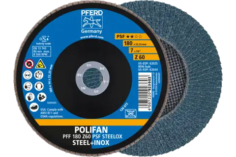 Disco lamellare POLIFAN PFF 180x22,23 mm piatto Z60 linea universale PSF STEELOX acciaio/acciaio inossidabile 1