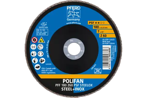 Disco lamellare POLIFAN PFF 180x22,23 mm piatto Z60 linea universale PSF STEELOX acciaio/acciaio inossidabile 2