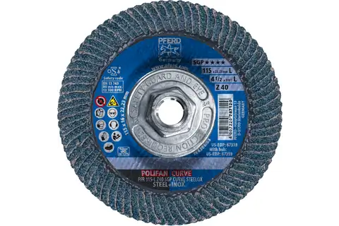 Flap Disc, 4-1/2″ x 5/8-11, Z SGP CURVE STEELOX, 40 Grit, Large Radius, Zirconia 2