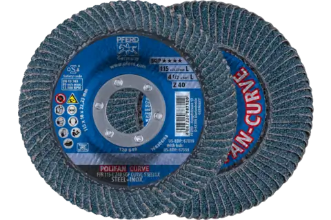 POLIFAN CURVE flap disc PFR 115x22.23 mm width L Z40 SGP STEELOX for steel/stainless steel 1
