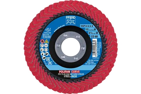 POLIFAN CURVE flap disk PFR 115x22.23 mm genişlik M CO60 SGP STEELOX çelik/paslanmaz çelik için (POS 2) 2