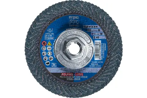 Flap Disc, 4-1/2" x 5/8-11, Z SGP CURVE STEELOX, 40 Grit, Medium Radius,Zirconia 2