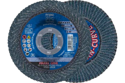 Flap Disc, 4-1/2" x 7/8, Z SGP CURVE STEELOX, 40 Grit, Medium Radius, Zirconia 1