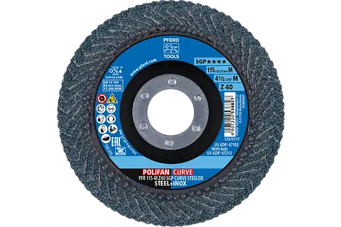 Flap Disc, 4-1/2″x7/8, Z SGP CURVE STEELOX,40 Grit,Medium Radius,Zirconia,2 Pack 2