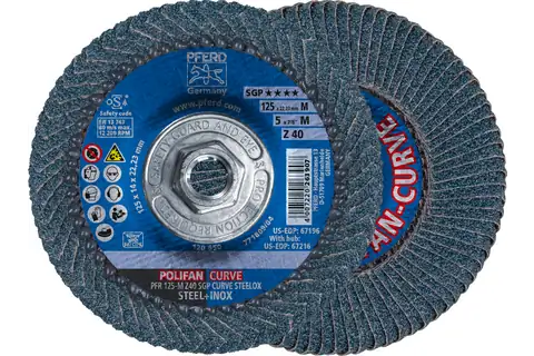 Flap Disc, 5" x 5/8-11, Z SGP CURVE STEELOX, 40 Grit, Medium Radius, Zirconia 1