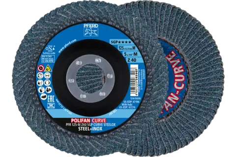 POLIFAN CURVE flap disc PFR 125x22.23 mm width M Z40 SGP STEELOX for steel/stainless steel 1