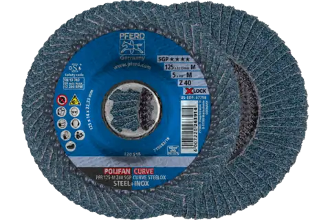 POLIFAN CURVE flap disc PFR 125 mm X-LOCK width M Z40 SGP STEELOX for steel/stainless steel 1