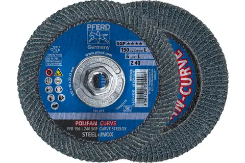 Flap Disc, 6" x 5/8-11, Z SGP CURVE STEELOX, 40 Grit, Large Radius, Zirconia 1