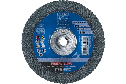 Flap Disc, 6" x 5/8-11, Z SGP CURVE STEELOX, 40 Grit, Large Radius, Zirconia 2