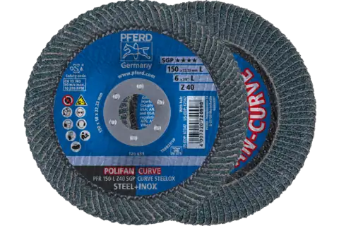 POLIFAN CURVE flap disc PFR 150x22.23 mm width L Z40 SGP STEELOX for steel/stainless steel 1
