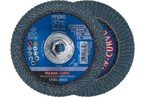 Flap Disc, 6" x 5/8-11, Z SGP CURVE STEELOX, 40 Grit, Medium Radius, Zirconia 1