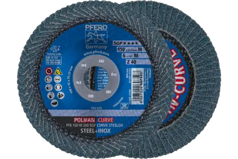 POLIFAN CURVE flap disc PFR 150x22.23 mm width M Z40 SGP STEELOX for steel/stainless steel 1