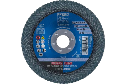 POLIFAN CURVE flap disc PFR 150x22.23 mm width M Z40 SGP STEELOX for steel/stainless steel 2