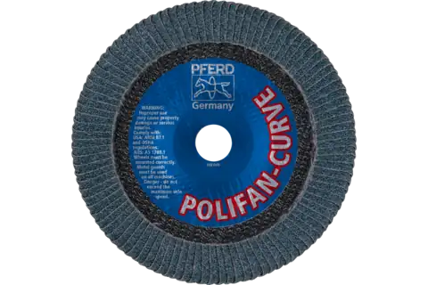 Flap Disc, 7" x 5/8-11, Z SGP CURVE STEELOX, 40 Grit, Large Radius, Zirconia 3