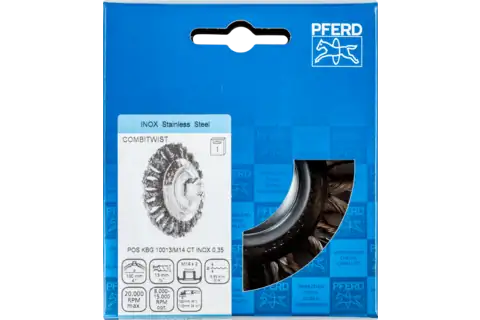 COMBITWIST Kegelbürste gezopft KBG Ø 100x13 mm M14 Edelstahl-Draht-Ø 0,35 mm Winkelschleifer (1) 2