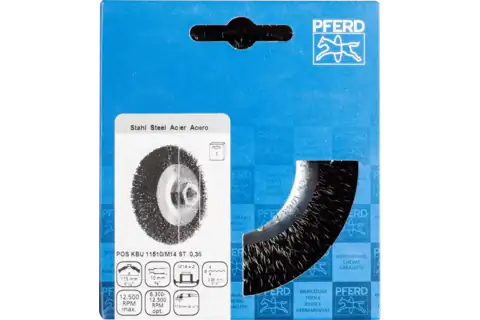 Bevel brush crimped KBU dia. 115x10 mm M14 steel wire dia. 0.35 mm angle grinders 2