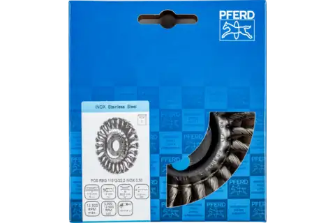 Wheel brush knotted RBG dia. 115x12x22.2 mm stainless steel wire dia. 0.50 mm angle grinders 2