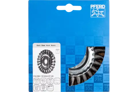 Wheel brush knotted RBG dia. 115x12x22.2 mm steel wire dia. 0.50 mm angle grinders 2