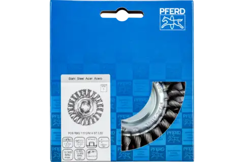 Wheel brush knotted RBG dia. 115x12 mm M14 steel wire dia. 0.50 mm angle grinders 2