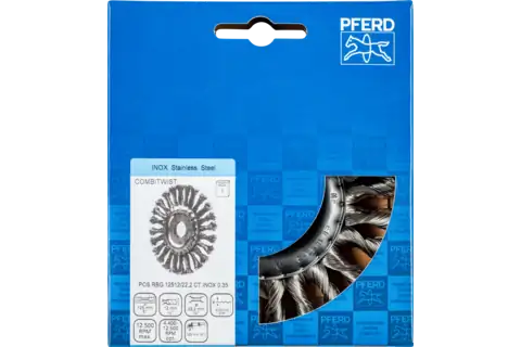 COMBITWIST Rundbürste gezopft RBG Ø 125x12x22,2 mm Edelstahl-Draht-Ø 0,35 mm Winkelschleifer 2