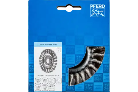 Wheel brush knotted RBG dia. 125x12x22.2 mm stainless steel wire dia. 0.35 mm angle grinders 2