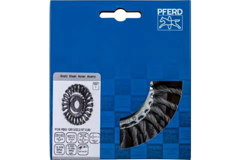 Wheel brush knotted RBG dia. 125x12x22.2 mm steel wire dia. 0.50 mm angle grinders 1
