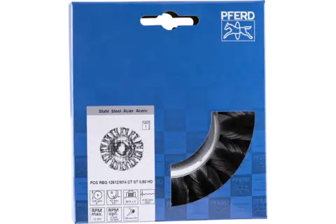 Carda redonda POS COMBITWIST trenzada RBG HD Ø 125x12 mm, M14, alambre de acero Ø 0,50mm amoladora angular 2