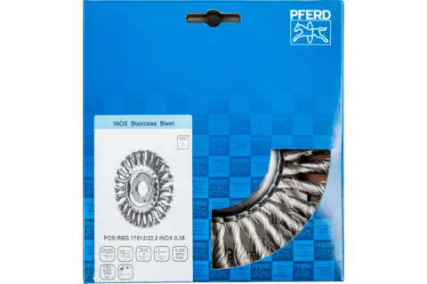 Wheel brush knotted RBG dia. 178x13x22.2 mm stainless steel wire dia. 0.35 mm angle grinders 2