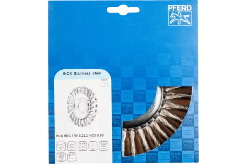 Wheel brush knotted RBG dia. 178x13x22.2 mm stainless steel wire dia. 0.50 mm angle grinders 2