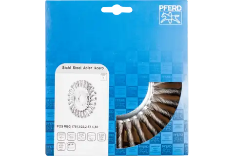 Wheel brush knotted RBG dia. 178x13x22.2 mm steel wire dia. 0.50 mm angle grinders 2