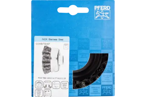 Carda vaso COMBITWIST trenzada TBG Ø 100 mm M14, alambre de acero inoxidable Ø 0,35 mm, amoladora angular 2