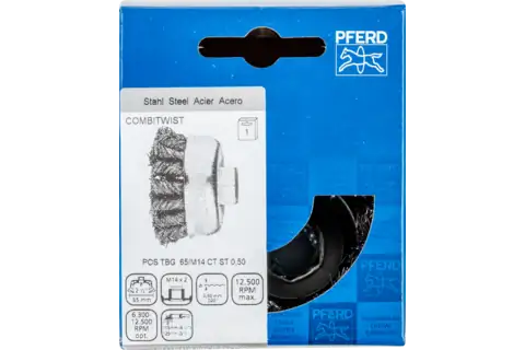 COMBITWIST cup brush knotted TBG dia. 65 mm M14 steel wire dia. 0.50 mm angle grinders (1) 2