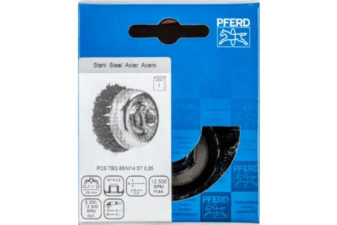 Cup brush knotted TBG dia. 65 mm M14 steel wire dia. 0.35 mm angle grinders (1) 2
