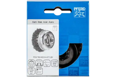 Cup brush knotted TBG dia. 65 mm M14 steel wire dia. 0.80 mm angle grinders 2