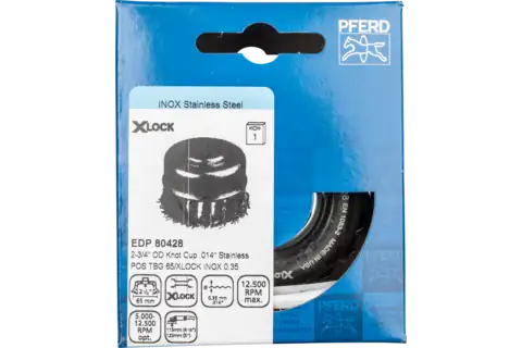 Cup brush knotted TBG dia. 65 mm hole 22.2 mm/X-LOCK stainless steel wire dia. 0.35 mm angle grinders 2