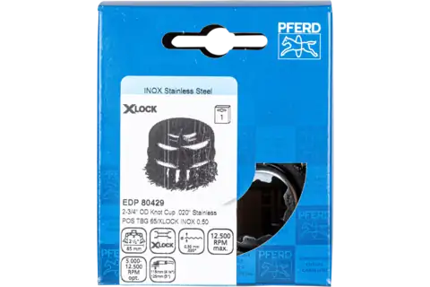 Cup brush knotted TBG dia. 65 mm hole 22.2 mm/X-LOCK stainless steel wire dia. 0.50 mm angle grinders 2